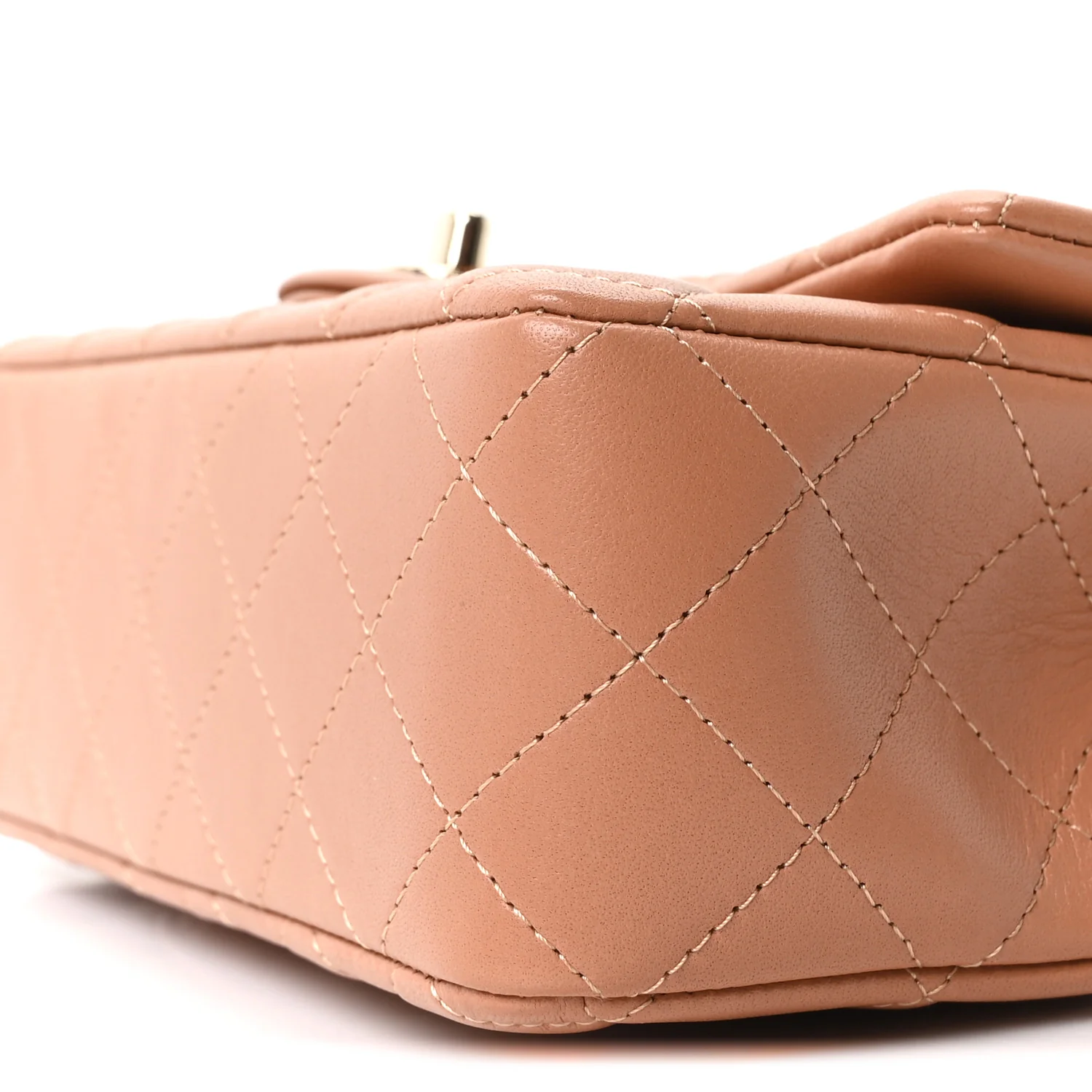 Lambskin Quilted Mini Rectangular Flap Brown