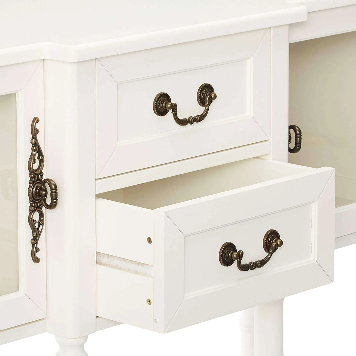 Wood Buffet Sideboard Cabinet Console Table, Cream White - Image 5