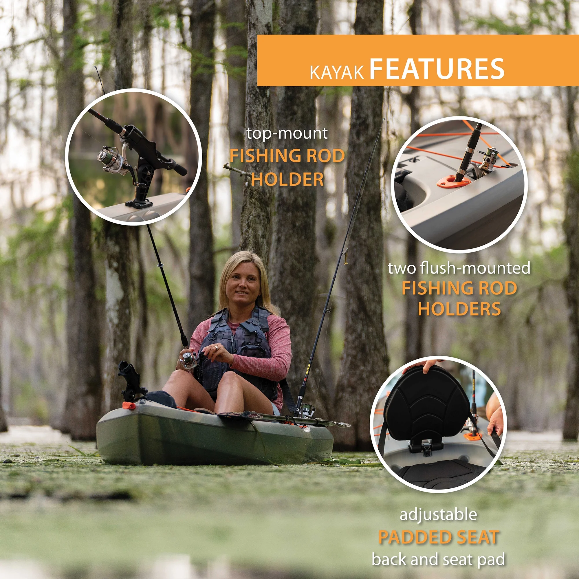 Lifetime Tamarack Angler 10 Ft. Fishing Kayak, Volcano Fusion (91340)