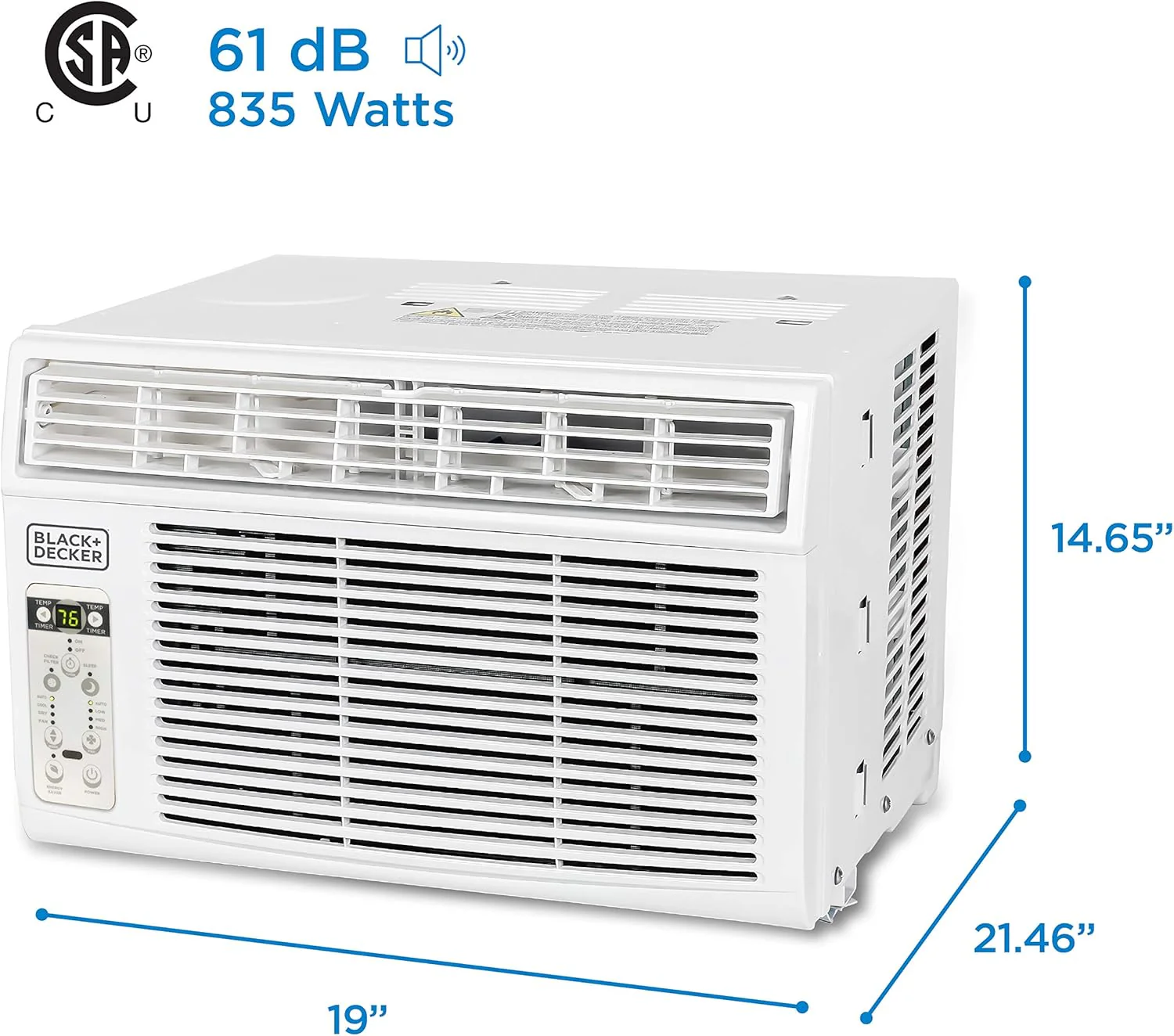 Climatiseur de fenêtre BLACK+DECKER 5000 BTU, refroidit jusqu'à 150 pieds carrés, unité de climatisation avec commandes mécaniques, modes ventilation seule et refroidissement manuels, BD05MWT6, blanc