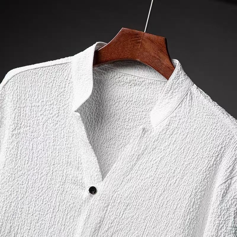 Ensemble deux pièces pour homme en lin et soie glacée blanche