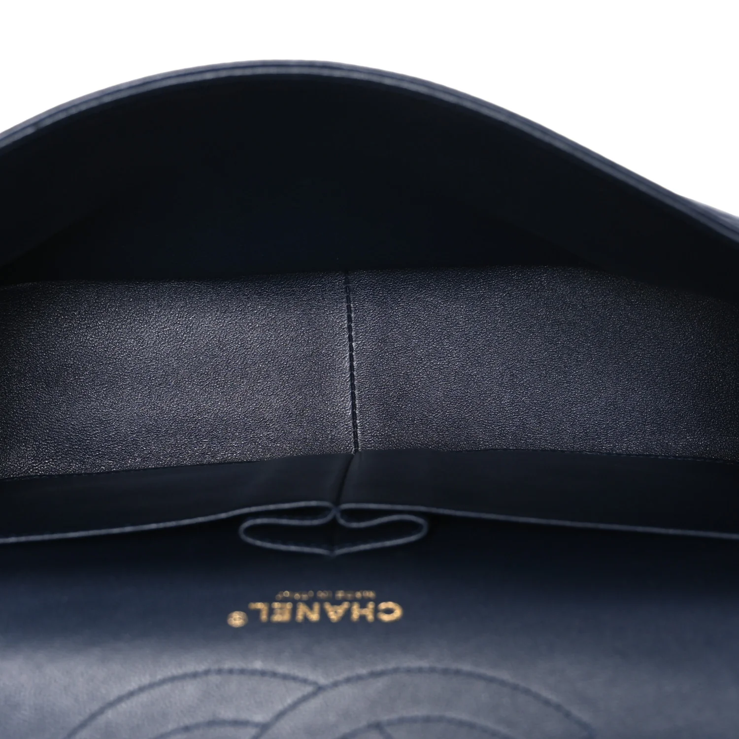 Lambskin Quilted Jumbo Double Flap Navy