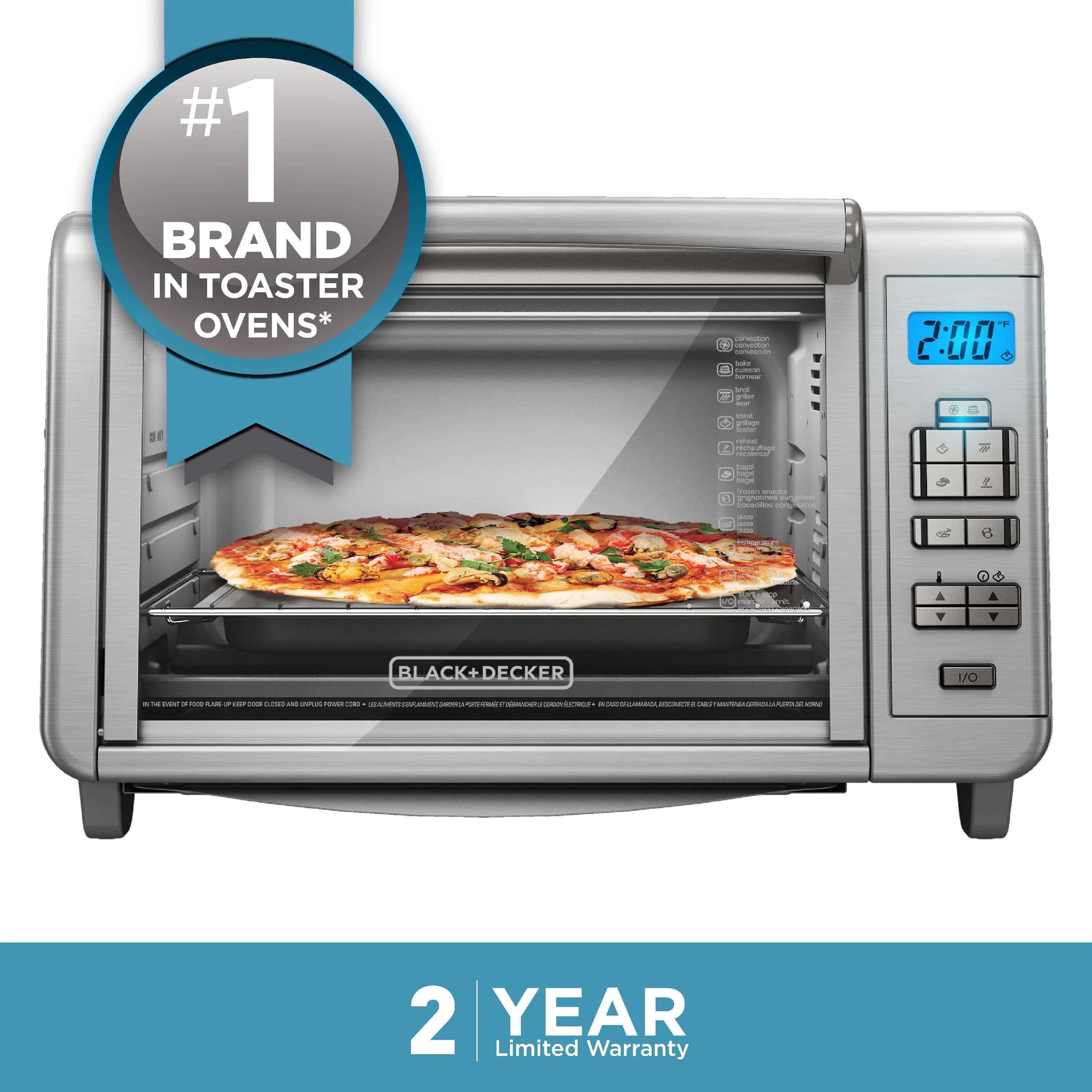 BLACK+DECKER 6 - Slice Digital Convection Toaster Oven, Stainless Steel, TO3280SSD