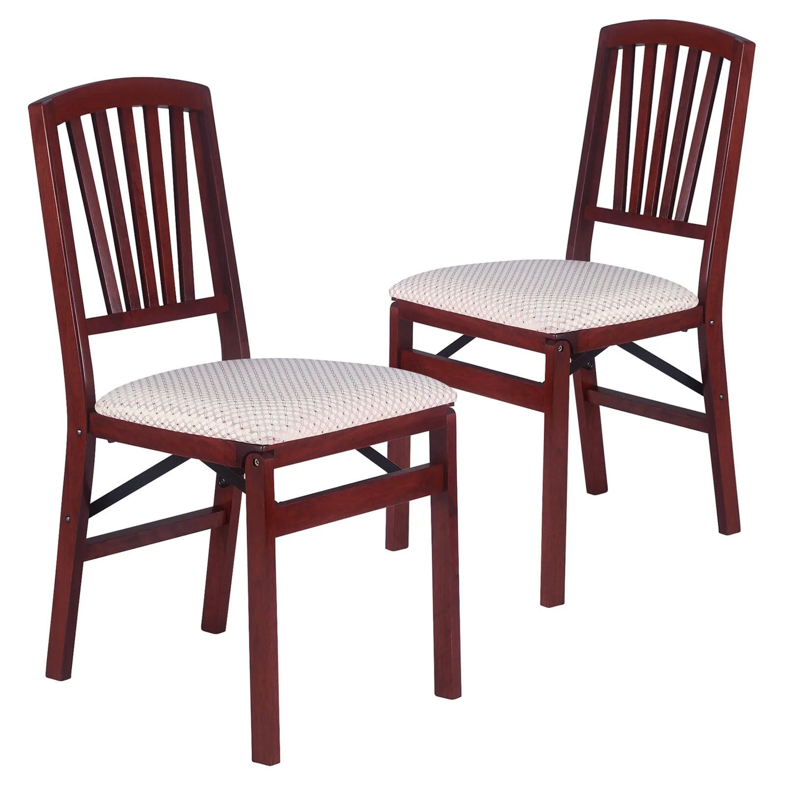 Mission Fusion Folding Chair (Set of 2)- Blush Fabric and Fruitwood(Fruitwood) - Image 7