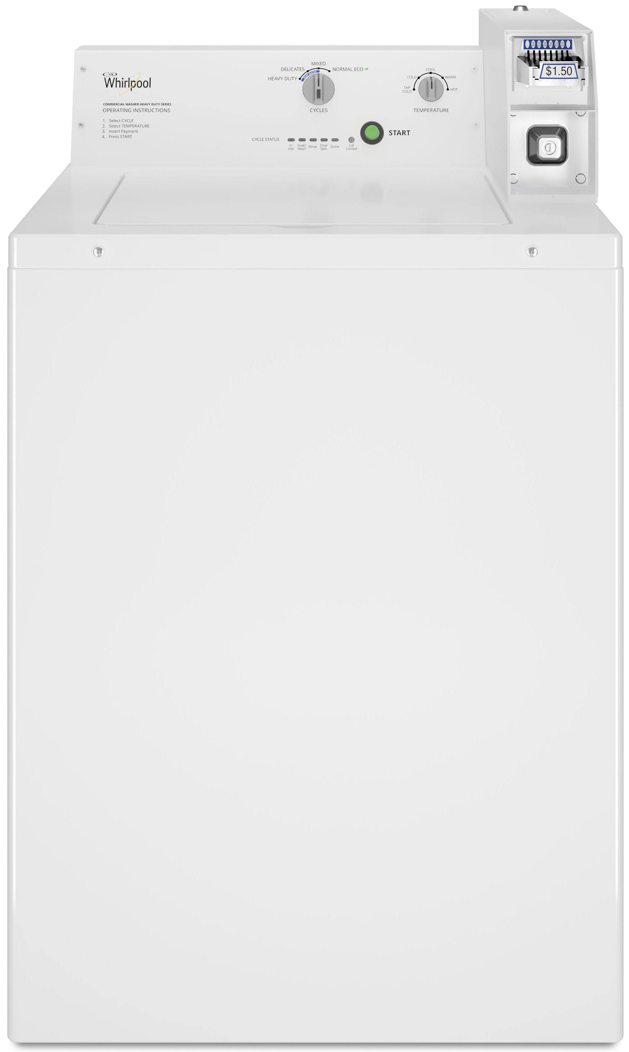 Whirlpool CAE2745FQ Commercial Top-Load Washer, Coin Equipped White