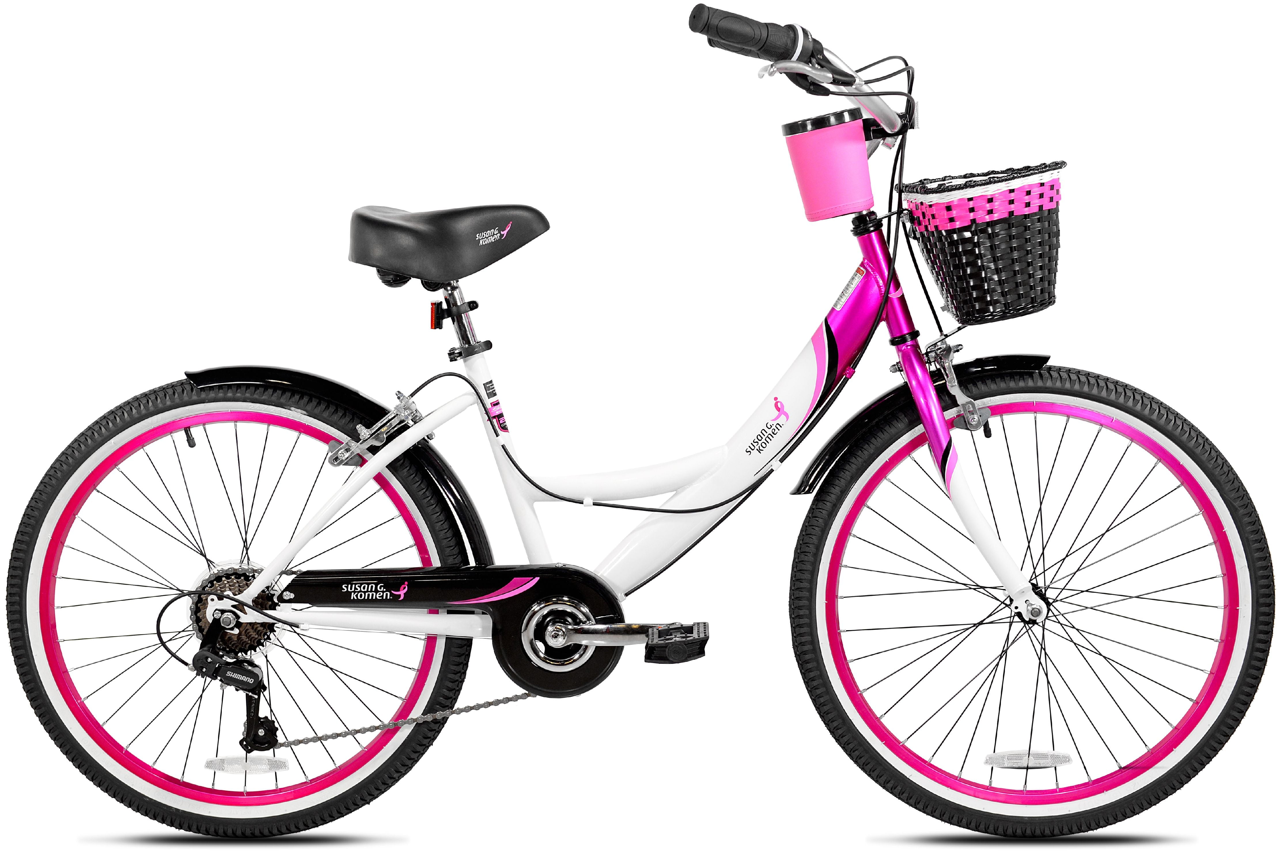 G. Komen 24 In. Multi-Speed Cruiser Girl's Bike. Pink. White and Black