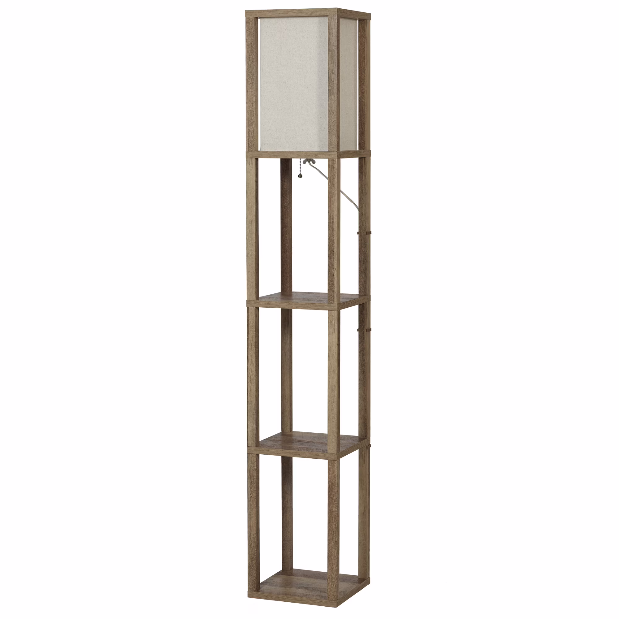 Better Homes & Gardens 62.25 Modern Pull Chain Weathered Floor Lamp with Natural Square Shade
