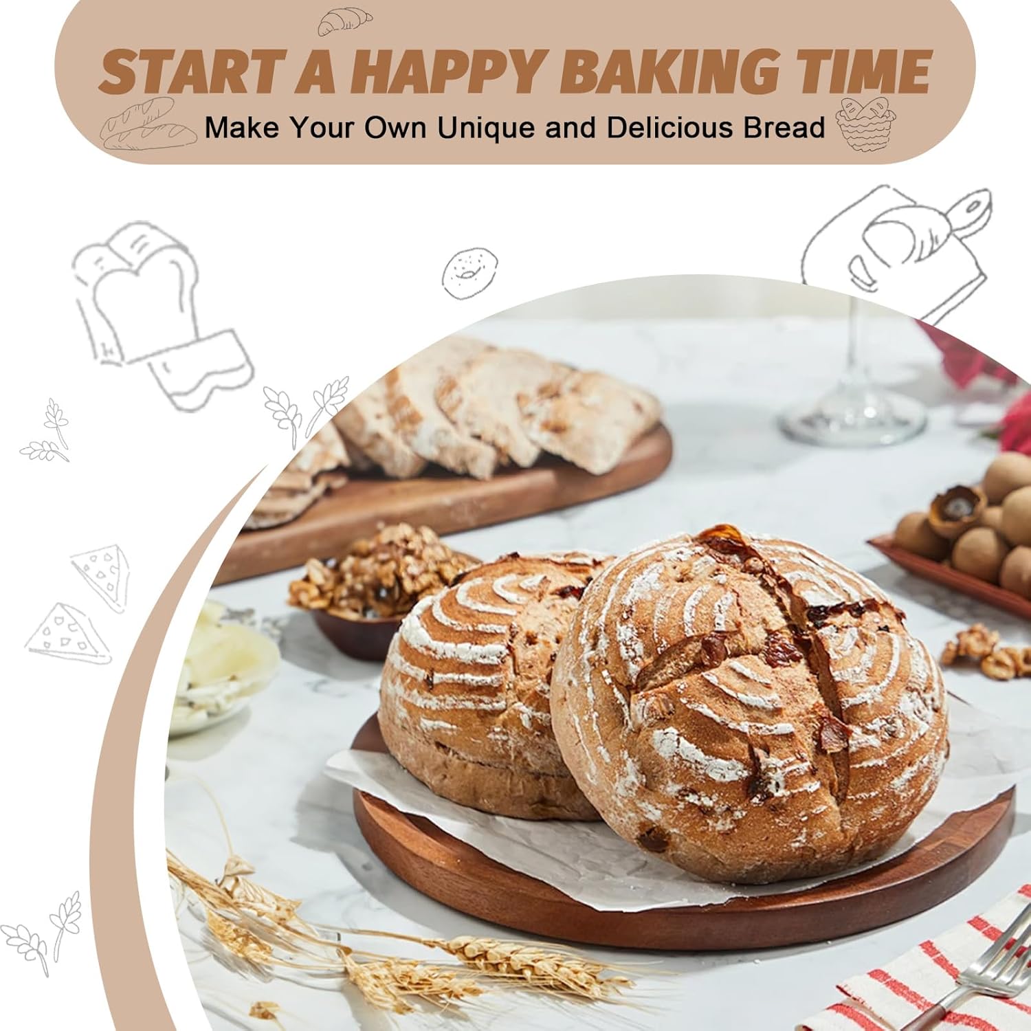 Sourdough Proofing Basket Gift Set, 9