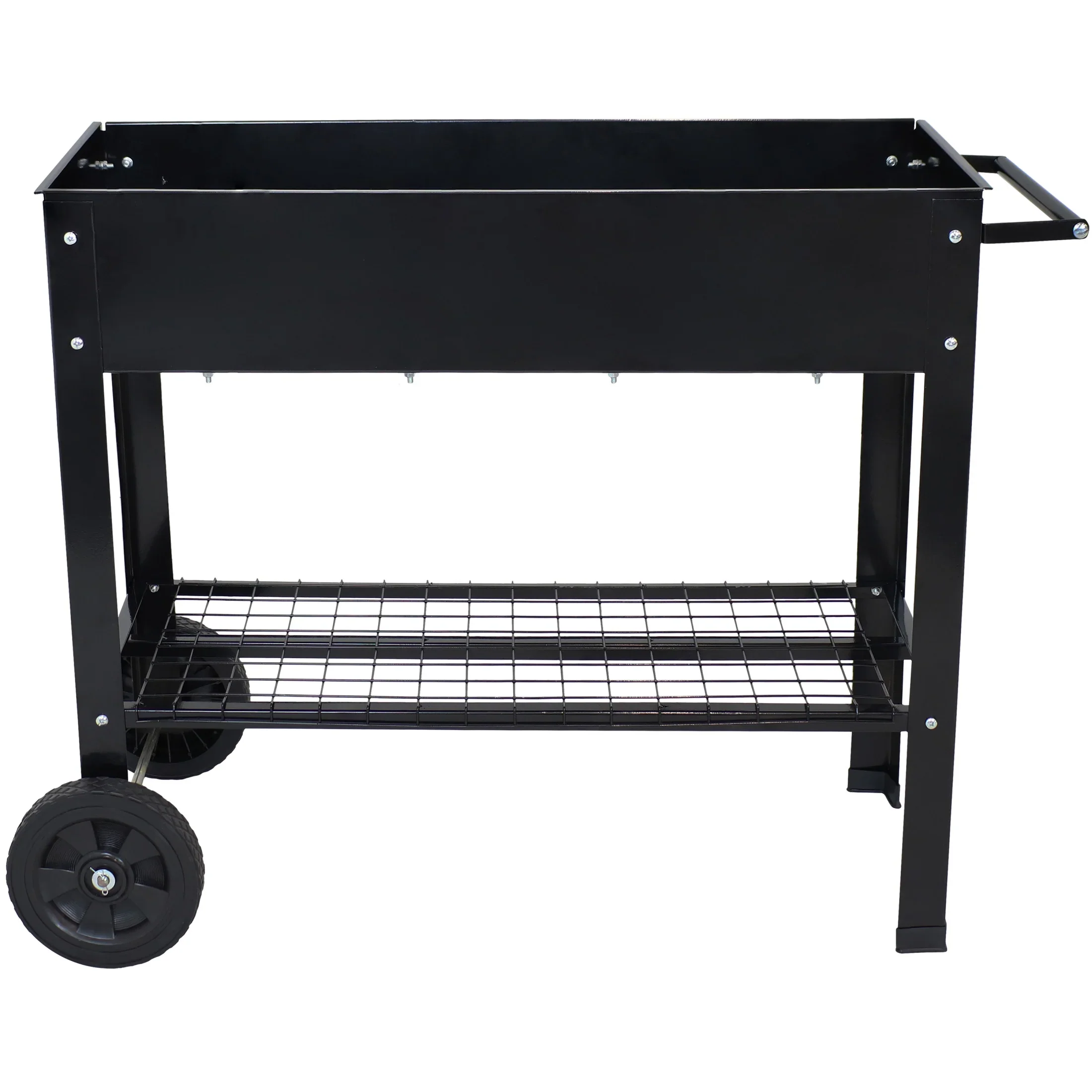 Sunnydaze 43.5 x 20.75 x 31.75 Blue Galvanized Steel Raised Garden Bed Cart with Wheels
