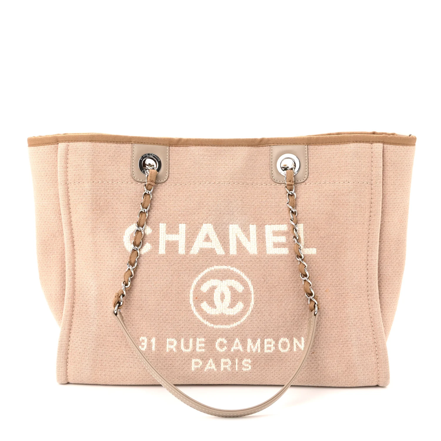 Mixed Fibers Small Deauville Tote Beige