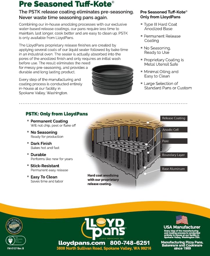 Lloyd Pans Kitchenware 8 Inch by 10 Inch Detroit Style Pizza Pan - PSTK