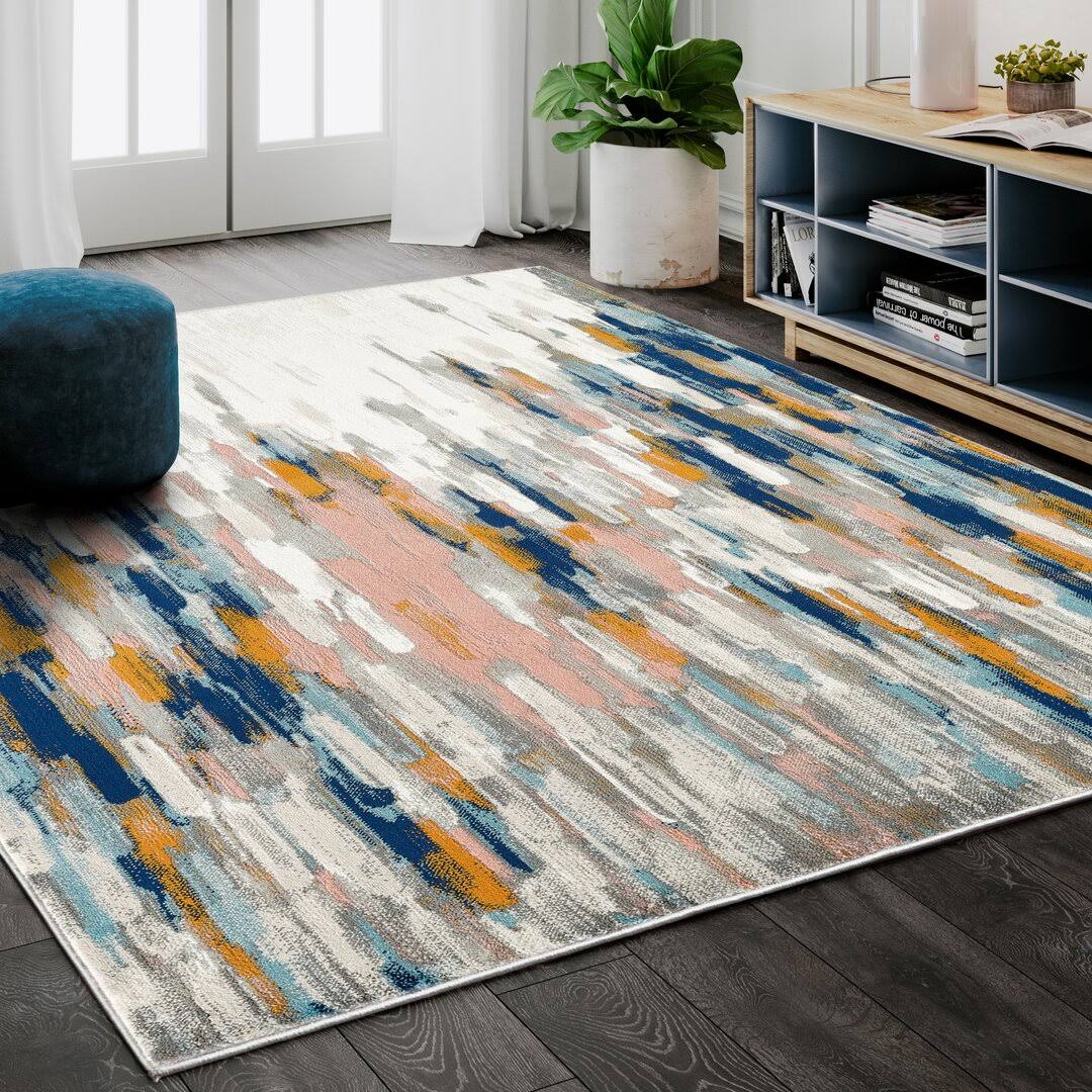 Seldovia Abstract Orange/Blue Area Rug Wrought Studio Rug Size: Rectangle 3' x 5'