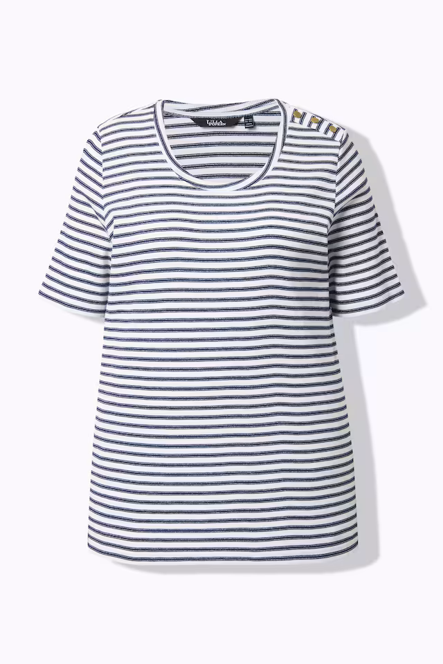 Glitter Striped Short Sleeve Scoop Neck Tee