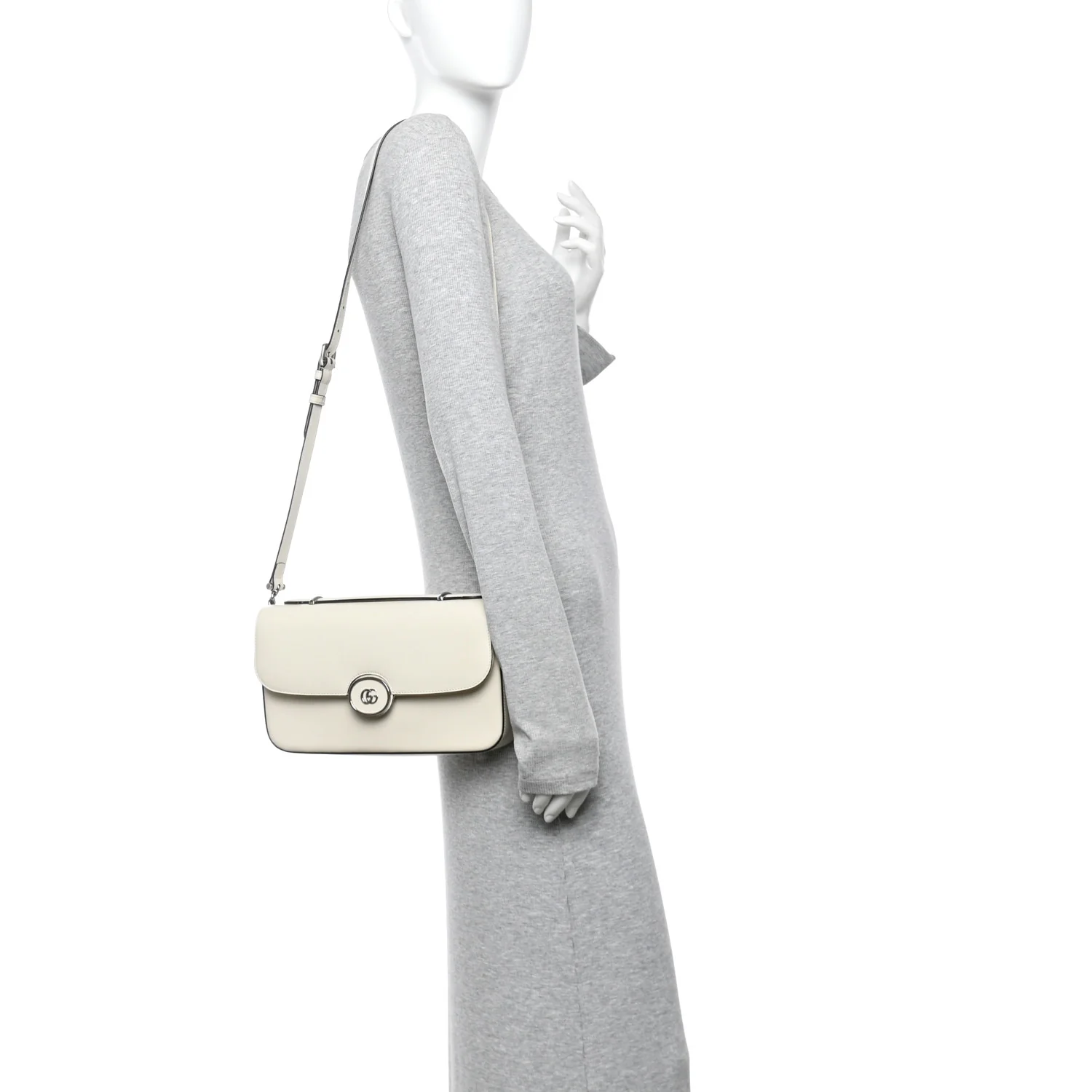 Senna Calfskin Petite GG Top Handle Shoulder Bag Mystic White