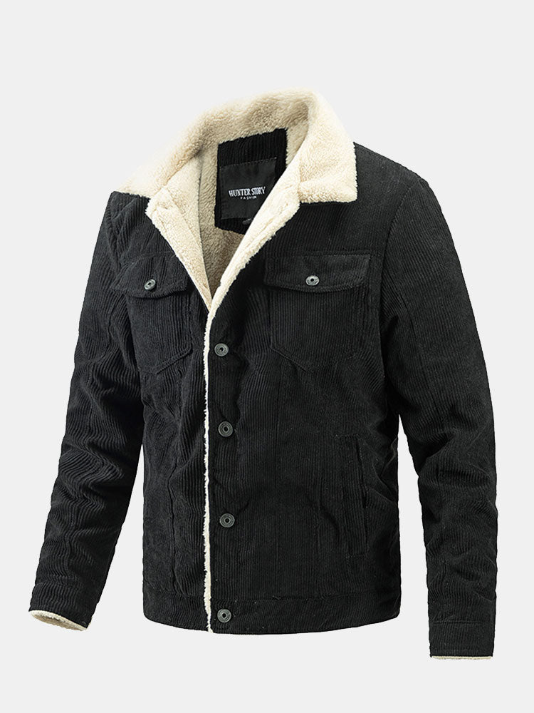 Veste en velours côtelé doublée Teddy, coupe classique