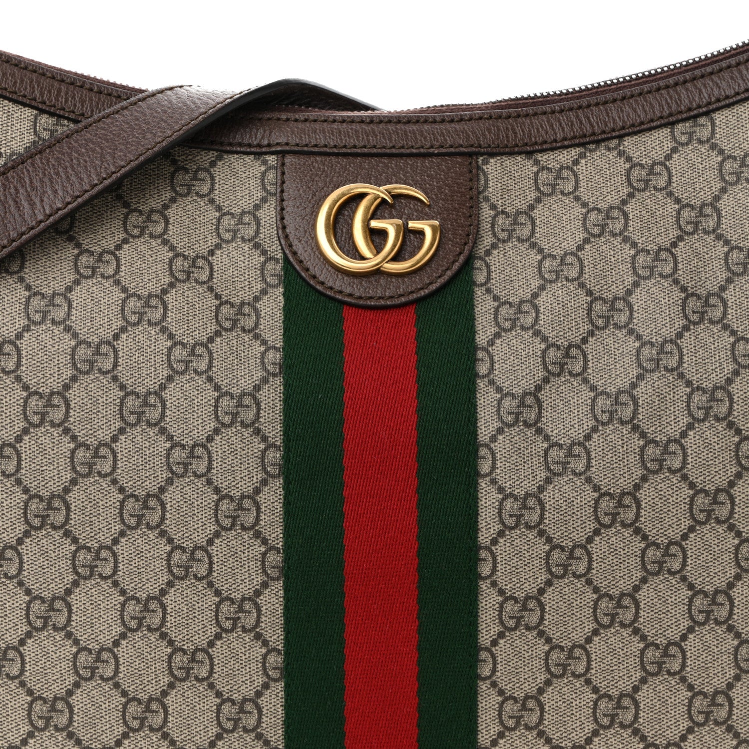 GG Supreme Monogram Web Ophidia Half Moon Hobo Brown