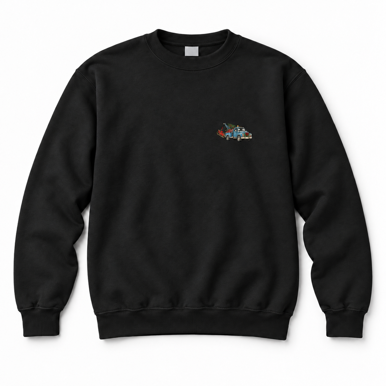 Christmas Tow Truck Chest Print Crewneck Sweatshirt