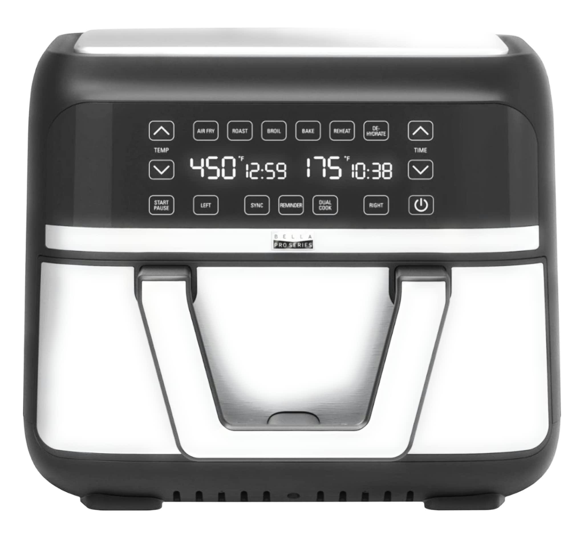 Bella Pro Series - 9-Qt. Digital Air Fryer with Dual Flex Basket - Stainless Steel