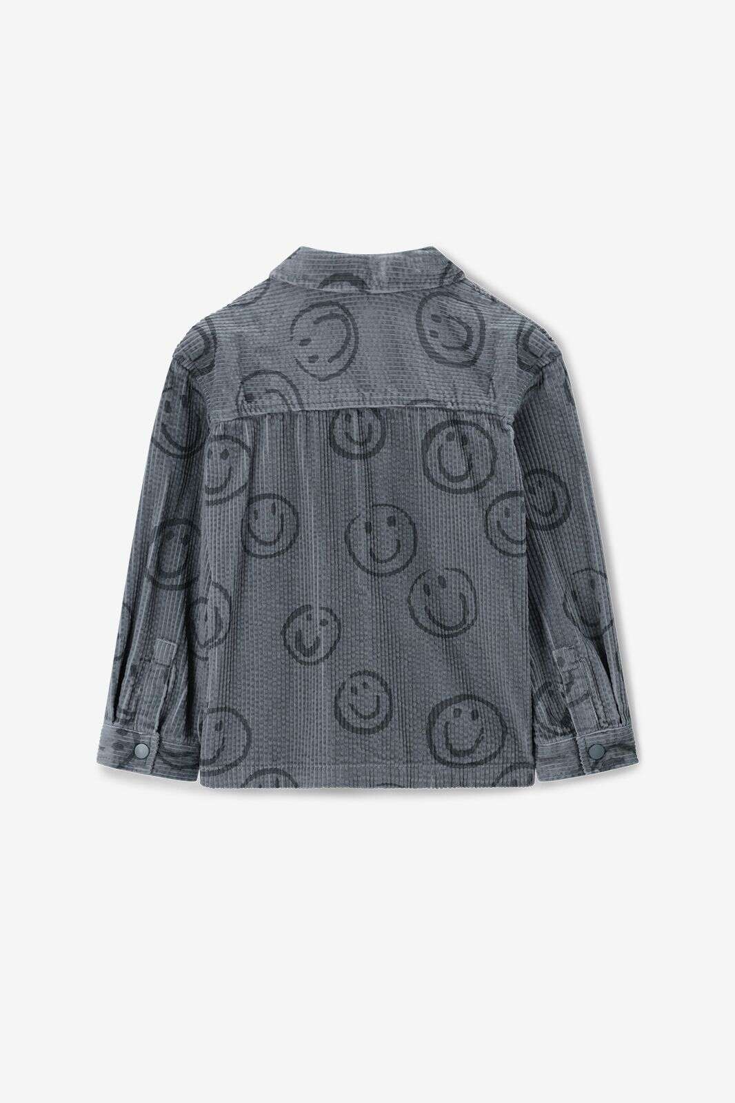 Blauw corduroy overhemd met smileys