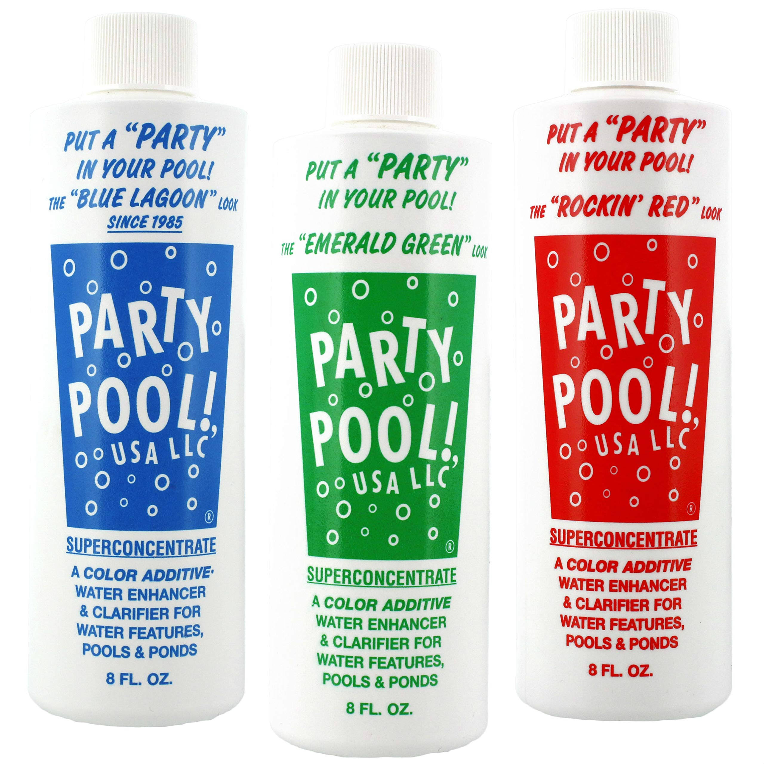 Additive Party Pool Color Bundle: Blue Lagoon, Green Lagoon, Rockin Red, 8 Ounces Each