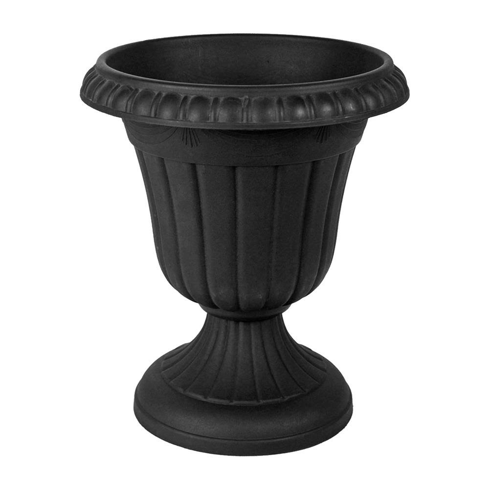 Arcadia Garden Products Plastic Urn Planter, Black