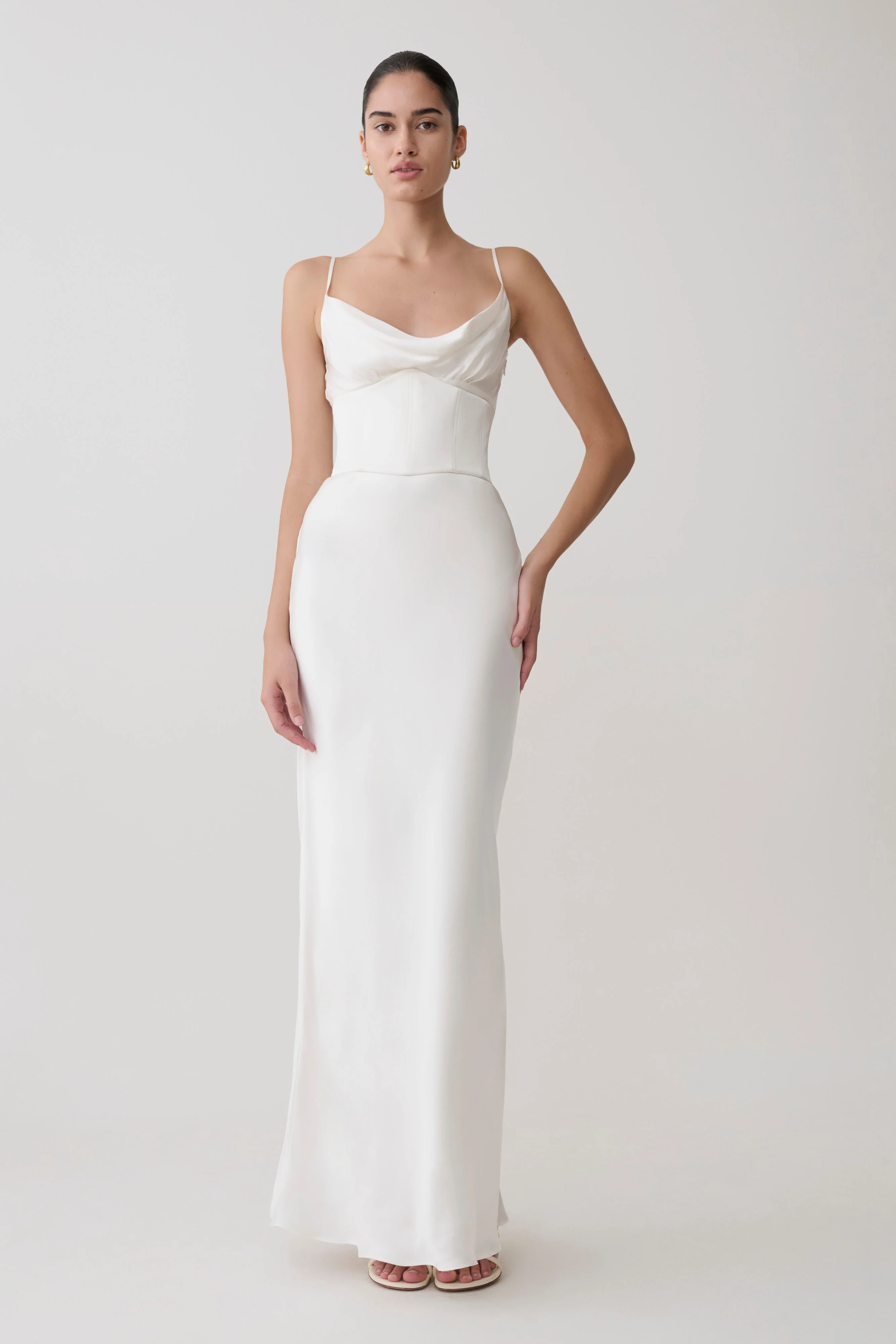 Seraphine Corset Satin Maxi Dress - Ivory