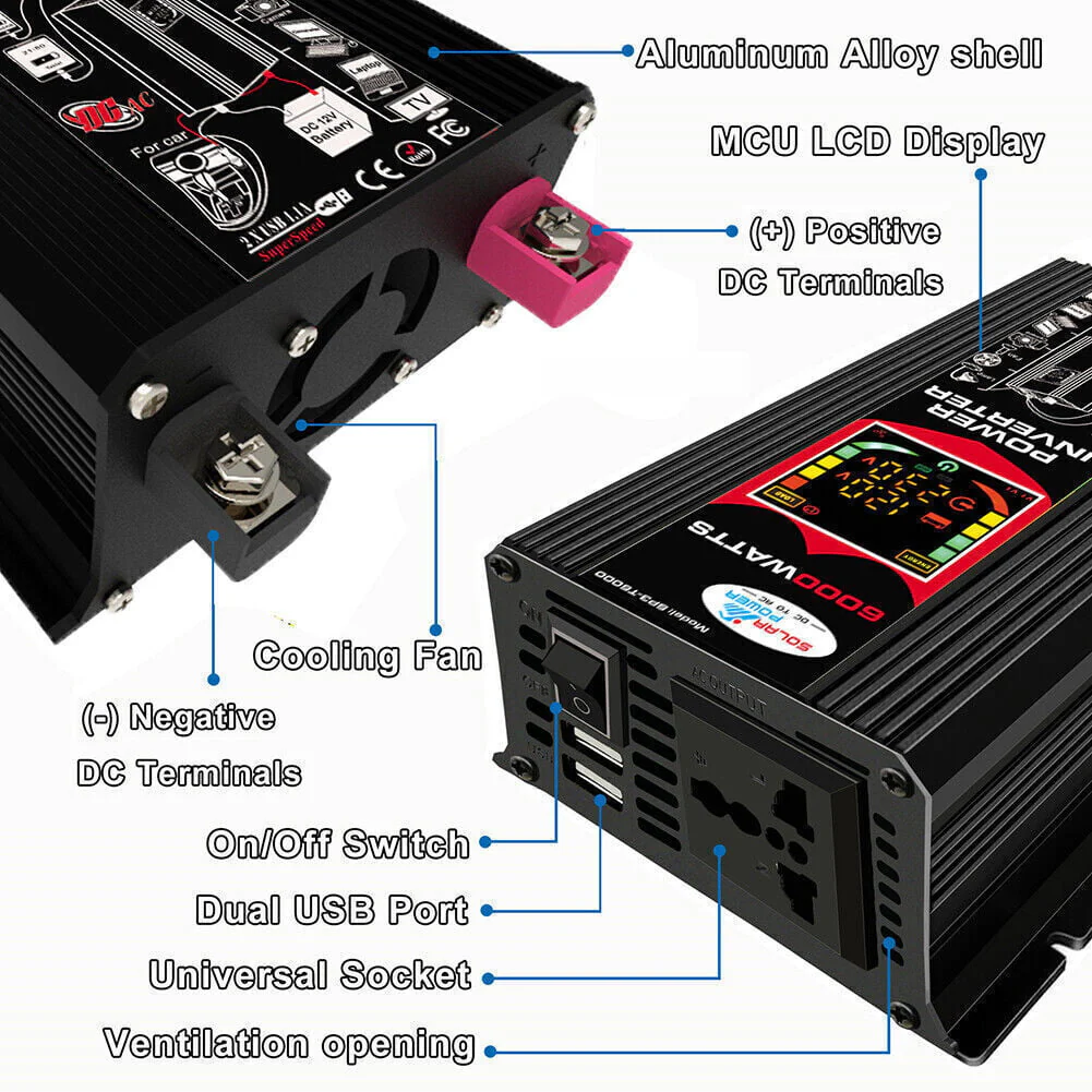6000W Complete Solar Panel Kit Solar Power Generator 100A Home 110V Grid System Image 7