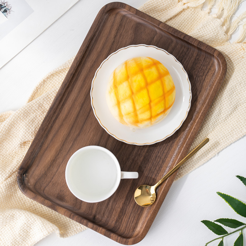 Classic Black Walnut Wooden Oval Tray Tea Tray Solid Wood Dining Plate Dessert Plate Coffee Plate Household Restaurant Water