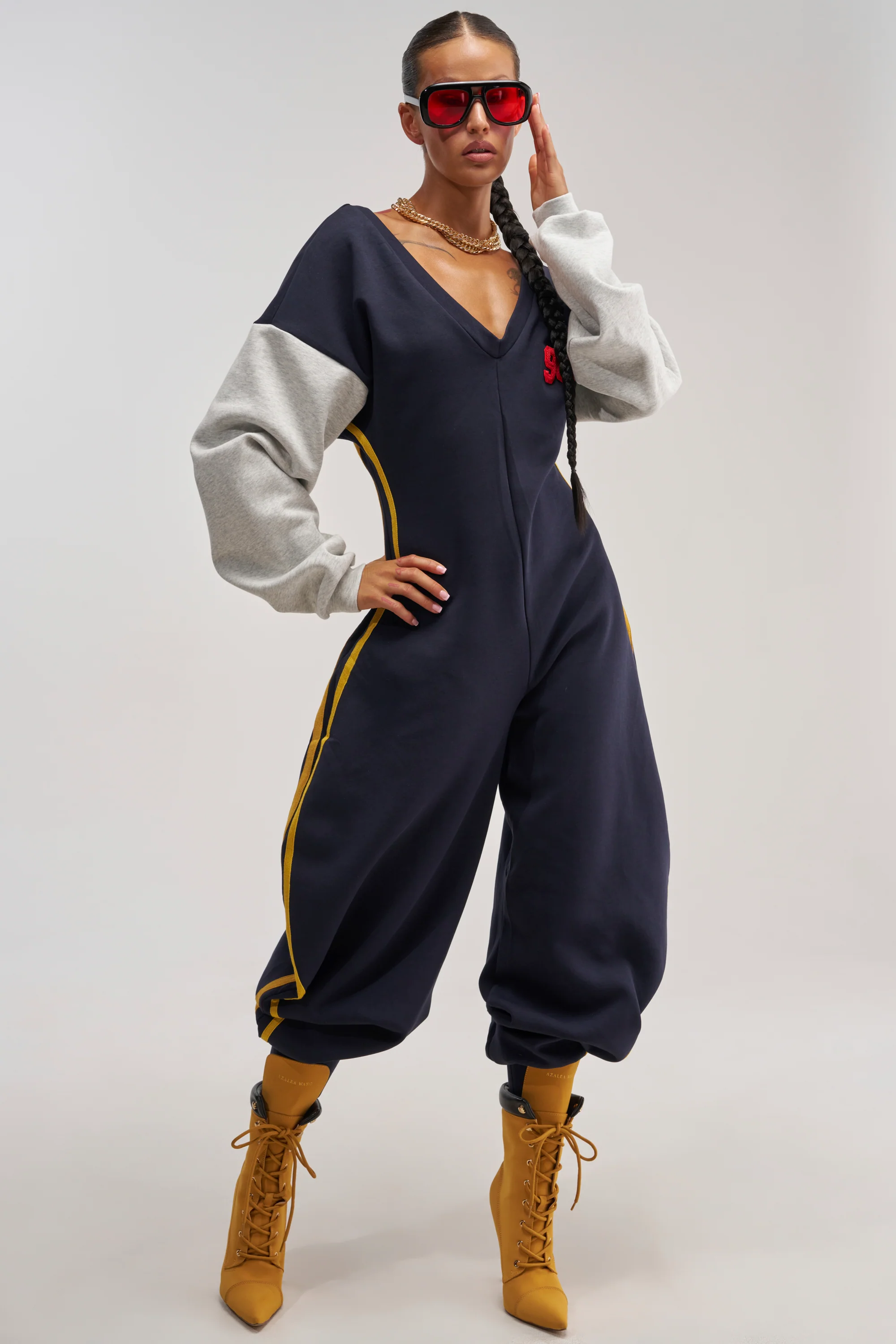 COMFY COZY VARSITY JUMPSUIT IN NAVY - Akira Store