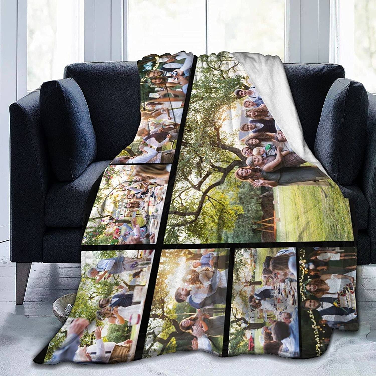 JeReVolng Custom Blanket with Photo Text Personalized Bedding Throw Blankets Customized Flannel Fleece Blankets for Family Birthday Weddin