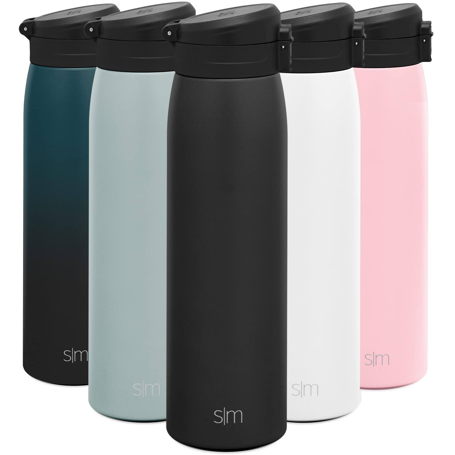 Simple Modern Kona Thermos Insulated Travel Mug with Flip Lid -Stainless Steel Coffee Cup Tumbler, 24oz, Midnight Black