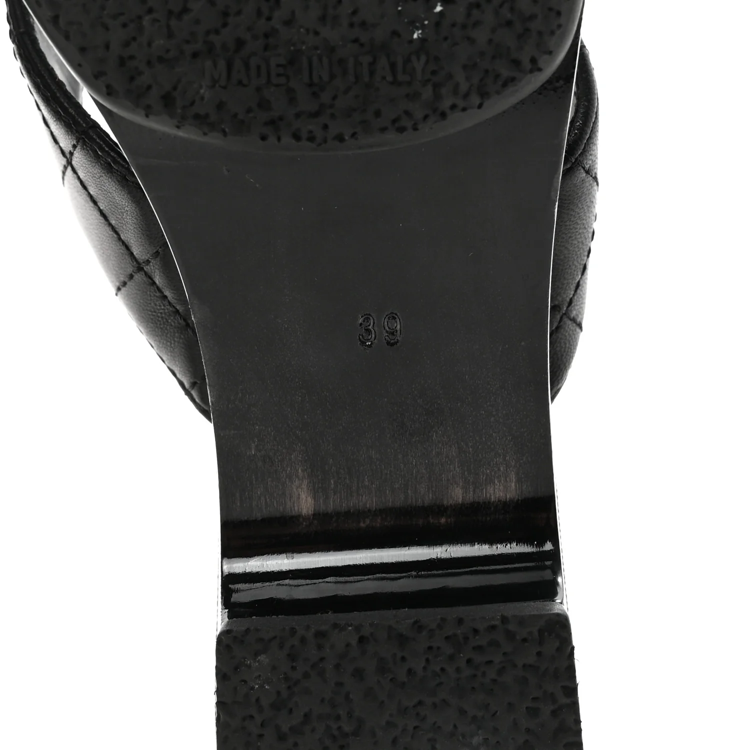 Lambskin Quilted Turnlock CC Platform Thong Sandals 39 Black