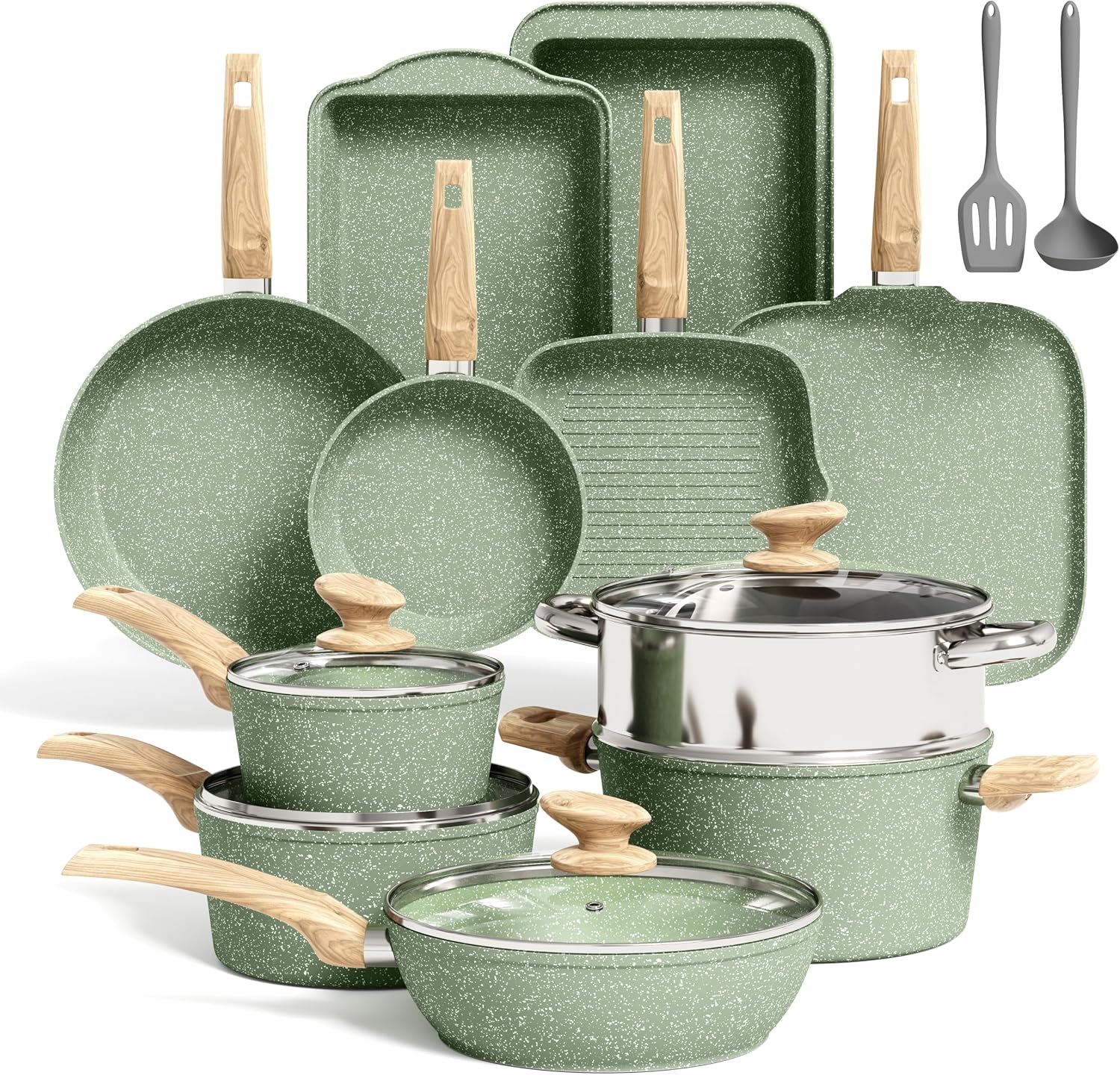 Kitchen Academy Induction Cookware & Bakeware Set, 30pcs Pots and Pans Set