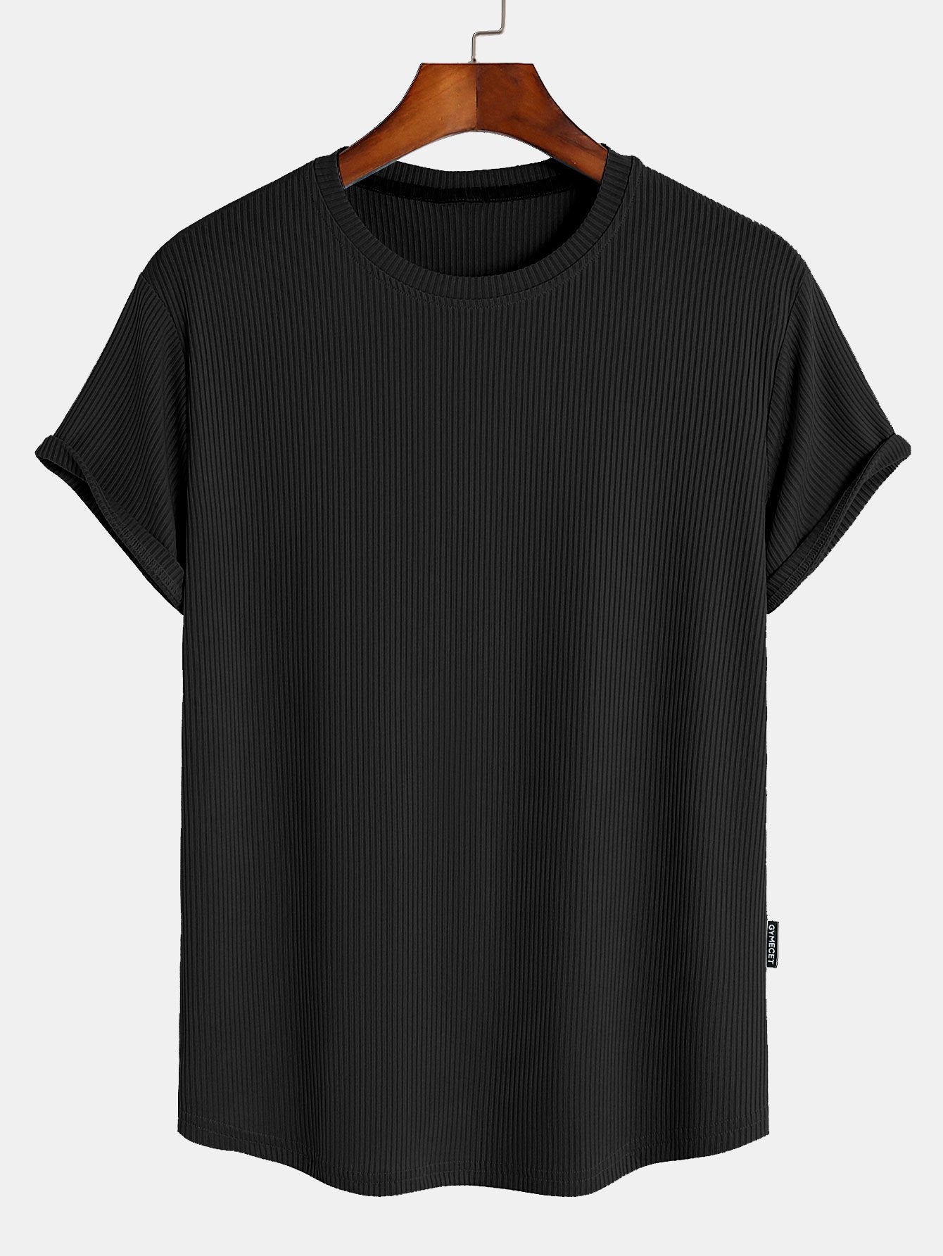 T-shirt texturé à ourlet arrondi et coupe ajustée