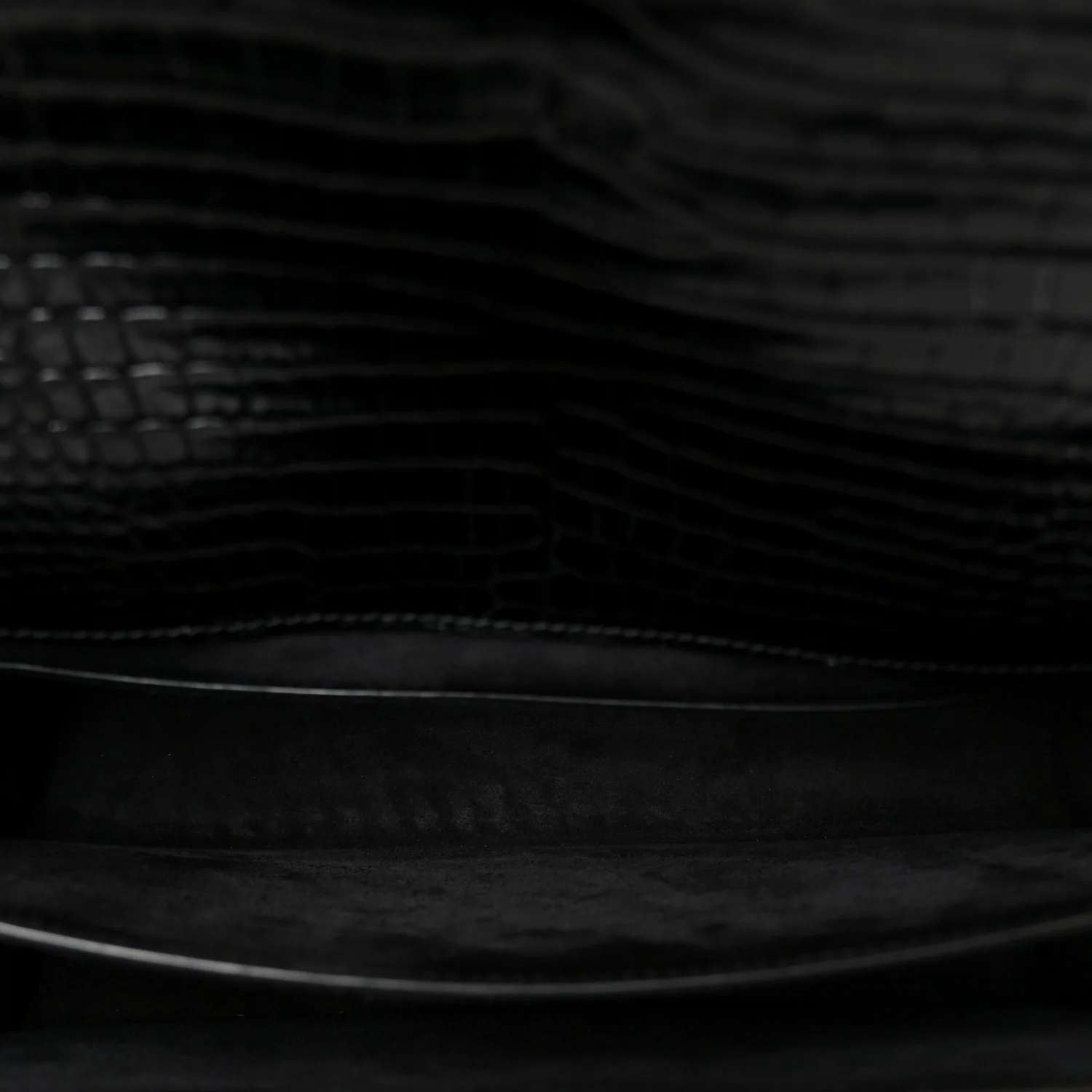 Calfskin Crocodile Embossed Large Monogram Sunset Black