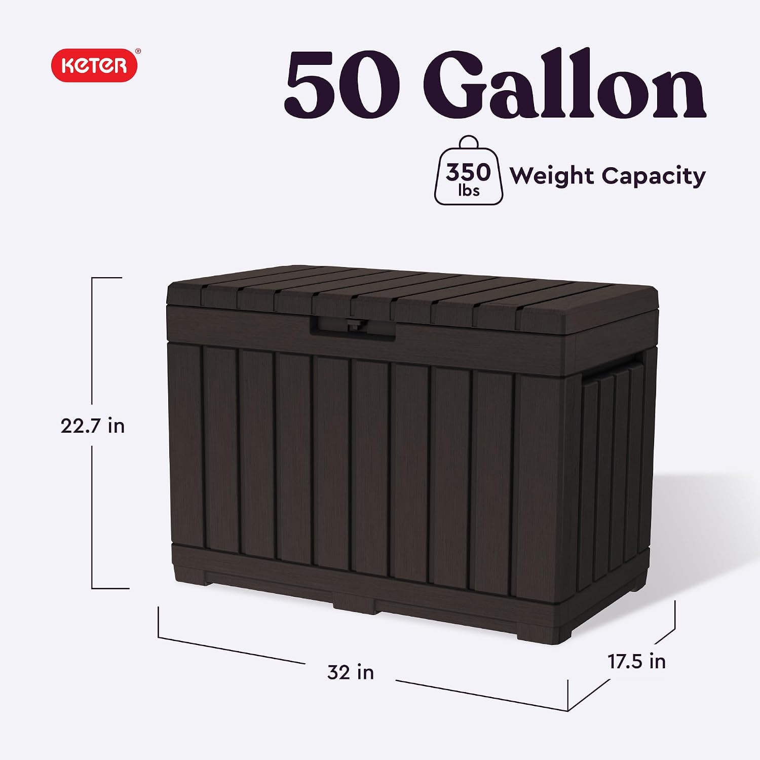 Keter Kentwood 50 Gallon Outdoor Storage Box and Patio Side Table