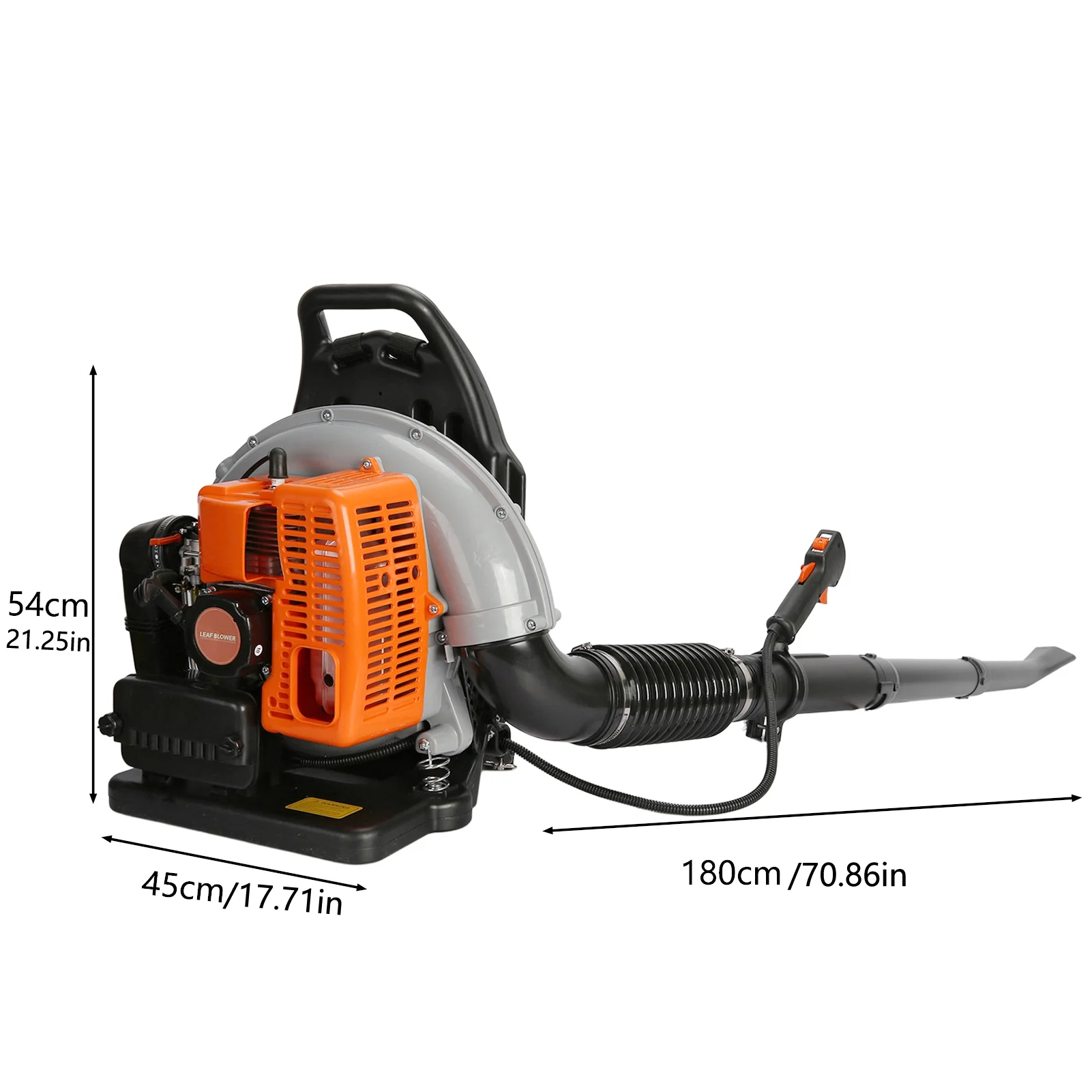 63CC Leaf Blower, 2-Stroke Backpack Gas Powered Leaf Blower, Snow Blower Leaf Blower for Dust, Snow Debris,Yard(Orange) - Image 4