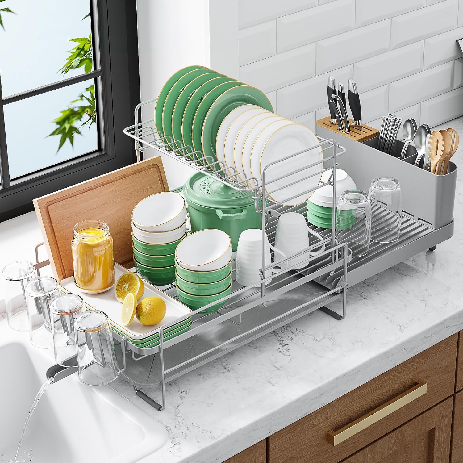 Kitsure Extendable Dish Drying Rack, 19.2