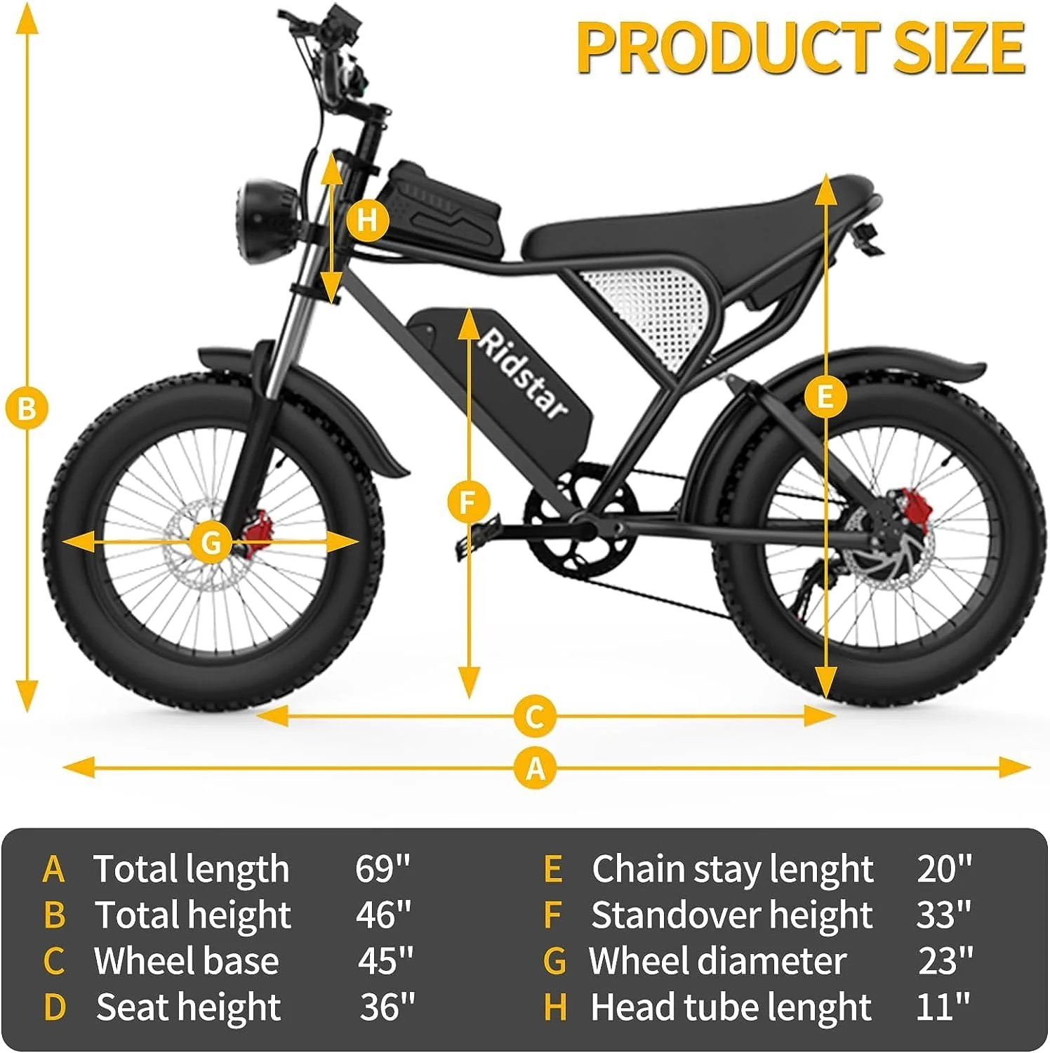 Electric Bike for Adults Ridstar, 20" Fat Tire Electric Motorcycle,1000W Electric Bike with Removable 48V/20Ah Battery E Bike Shimano 7 Full Suspension Electric Bicycle Image 8
