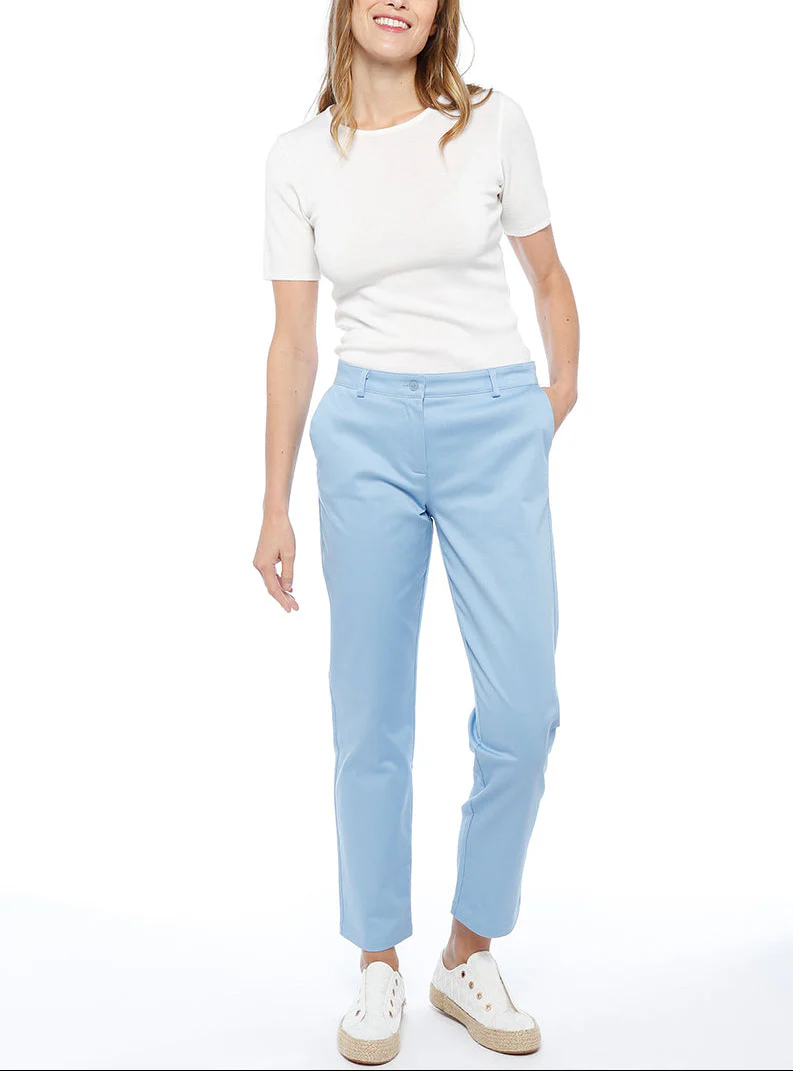 Pantalon chino femme en coton bleu