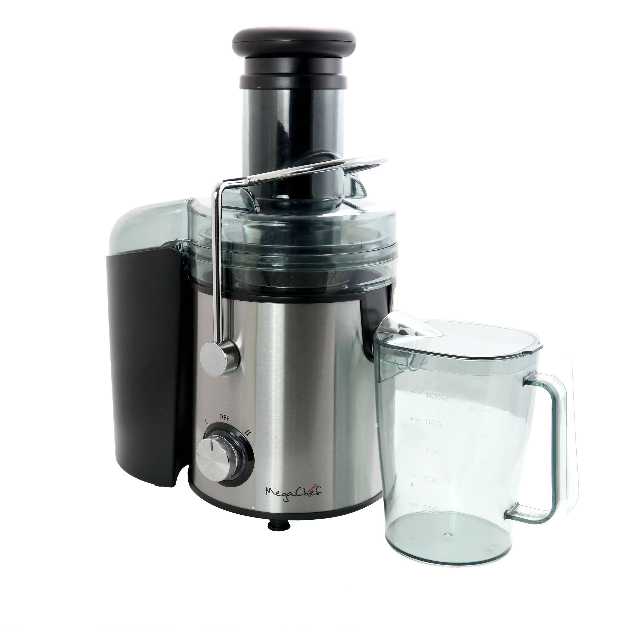MegaChef Wide-Mouth Juice Machine with Dual-Speed Centrifugal Juicer, Silver