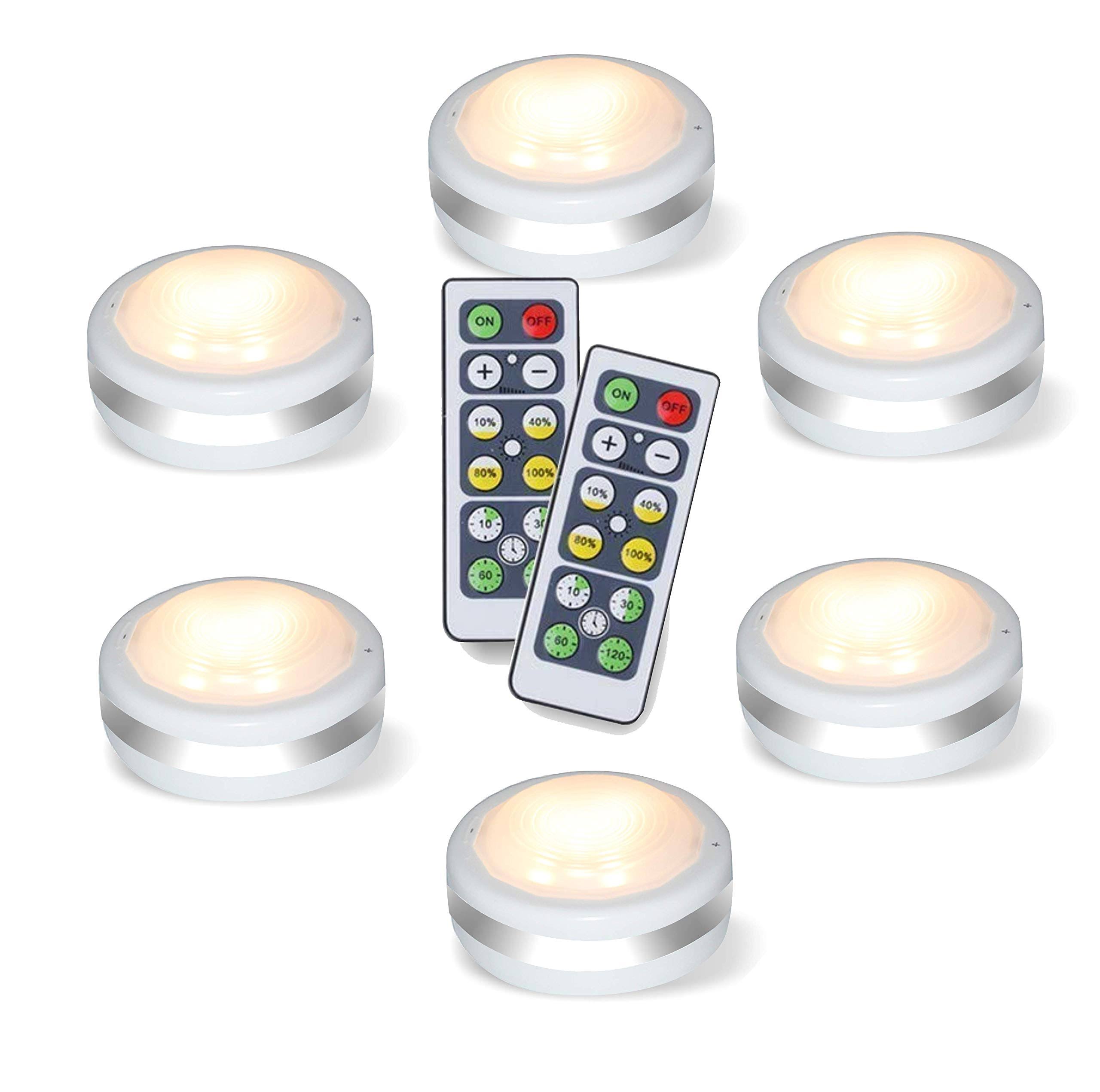 Puck Lights with Remote, Starxing Wireless LED Puck Lights Battery Operated, LED Puck Lights with Remote Control, LED Under Cabinet Lighting, Dimmable