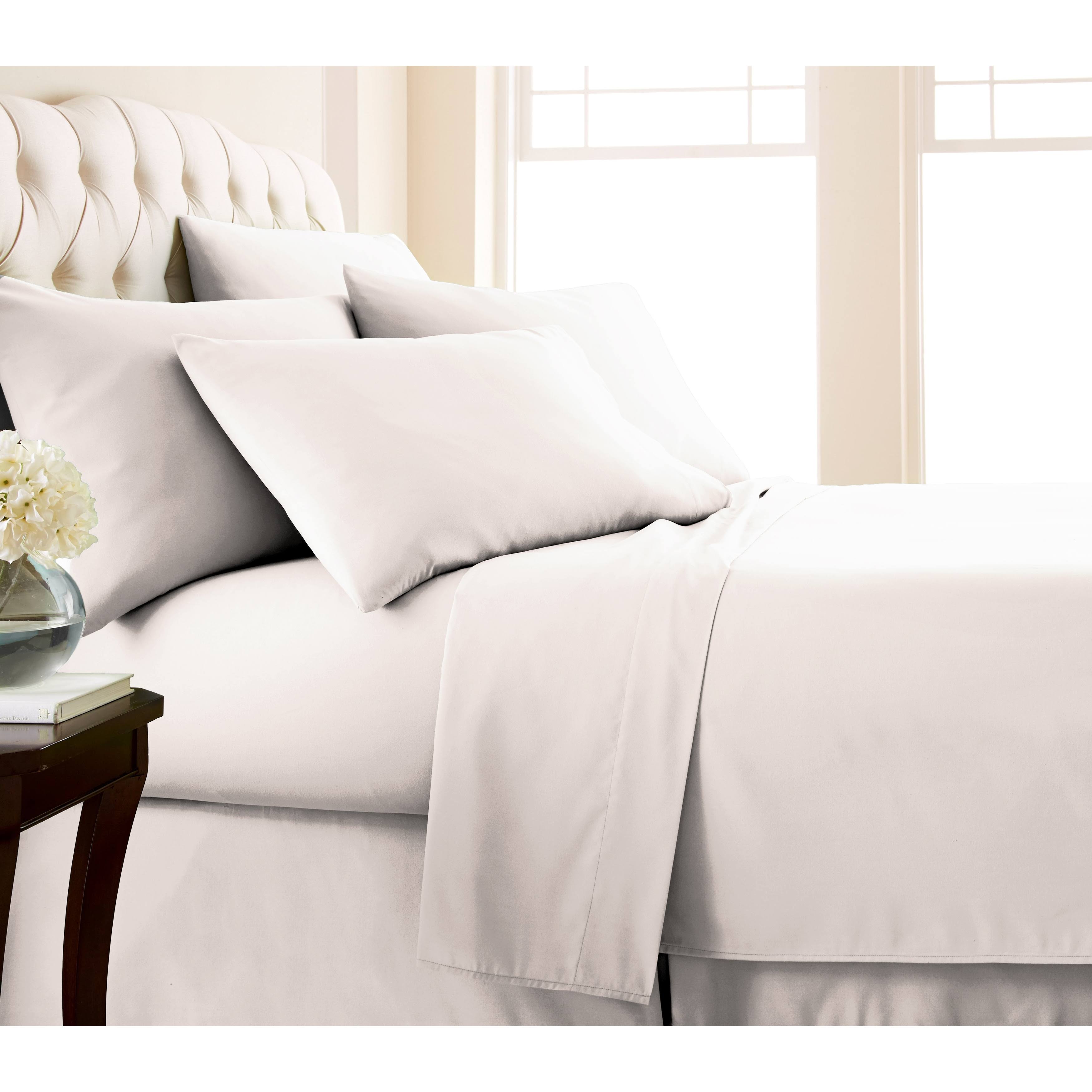 No-Slip Ultra-Soft Deep Pocket 6-Piece Bed Sheet Set - Queen - Bone