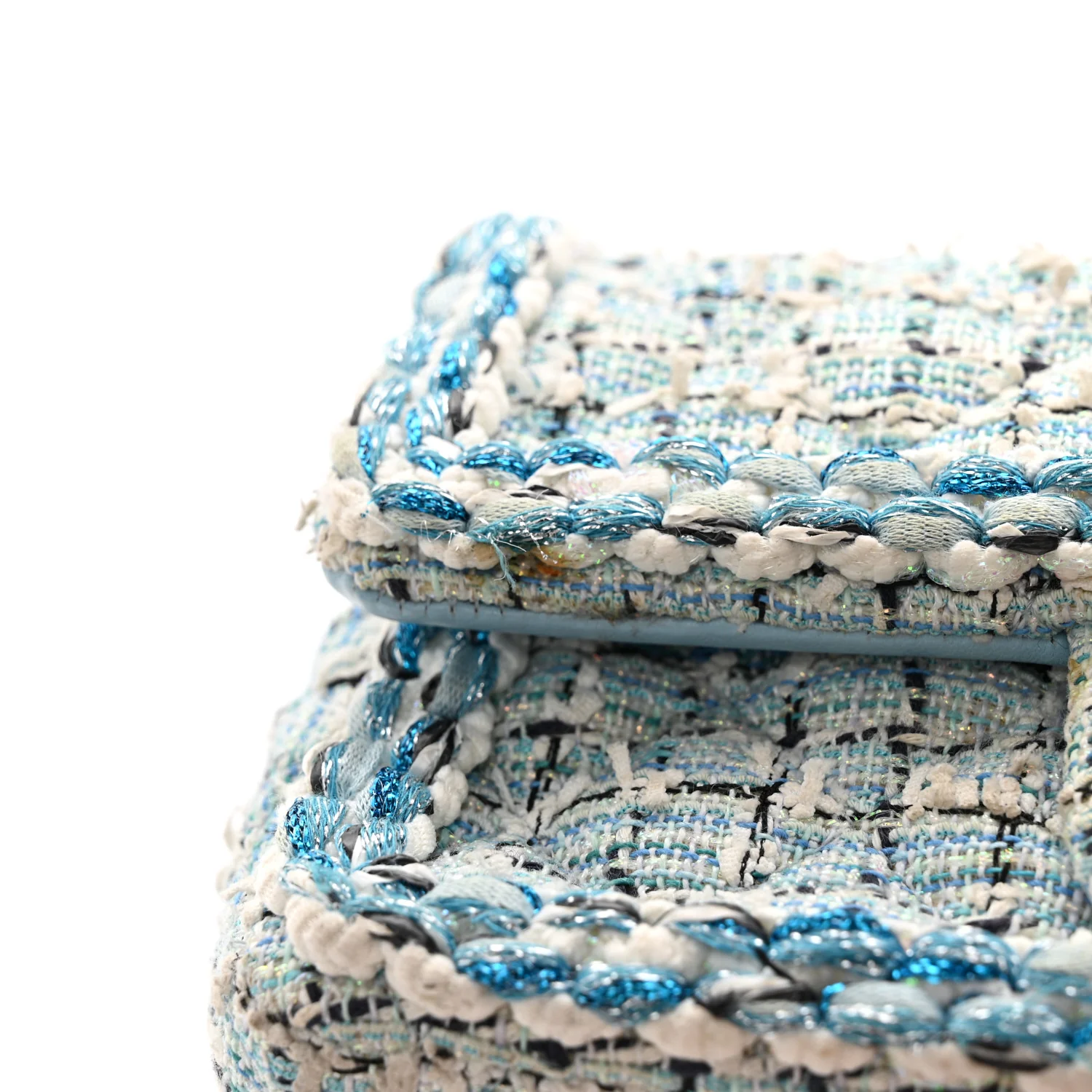 Tweed Braid Mini Flap Blue White Navy