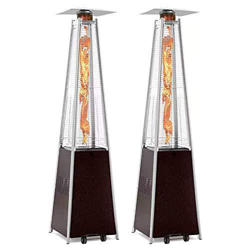 Lot de 2 chauffages d'extérieur pyramidaux sur pied, 42 000 BTU, fonctionnant au propane.