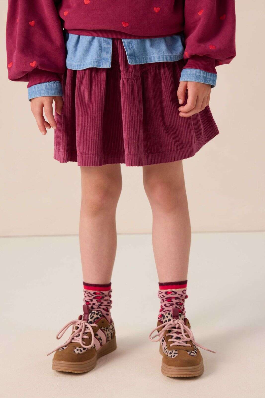 Bruine leopard sneakers met strepen