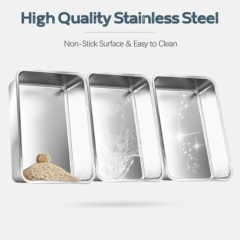 Extra Large Stainless Steel Cat Litter Box with Rounded Top Entry, Enclosed High Wall Metal Cat Toilet for Indoor Cats