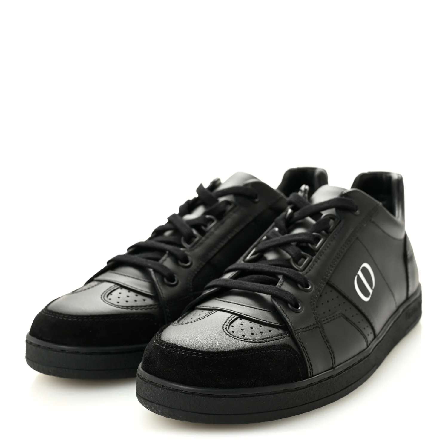 Calfskin Suede Logo Sneakers 38 Black
