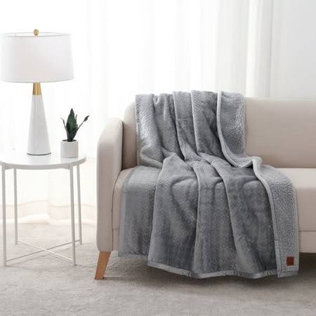 Better Homes & Gardens Printed Reverse Faux Shearling Throw 50 inch x 60 inch, Silver Solid Embossed