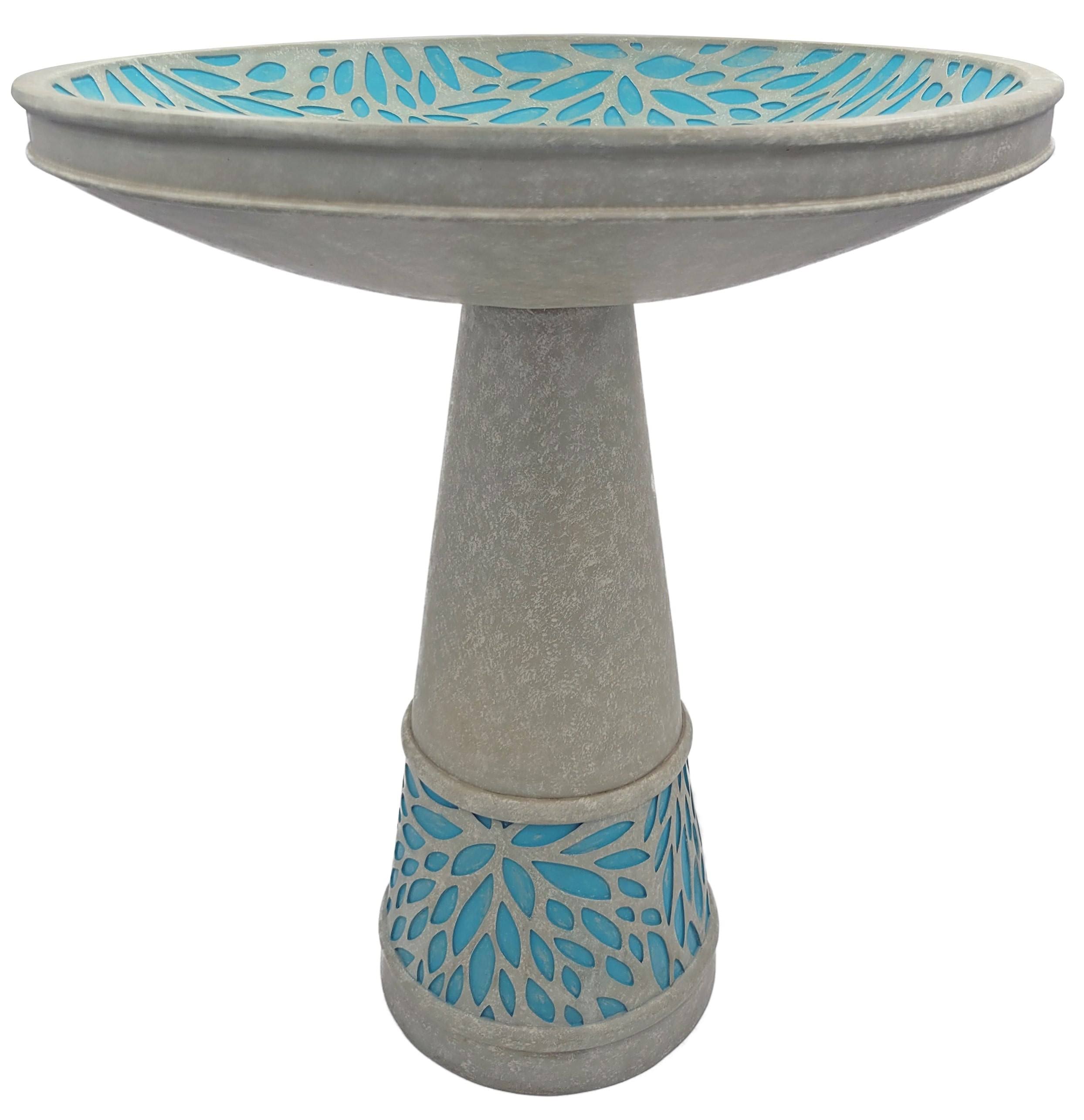 Backyard Glory Starburst 20-in H Gray Polypropylene Complete Birdbath | 05-778-34